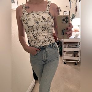 Abercrombie & Fitch floral smocked crop top in an XS.
